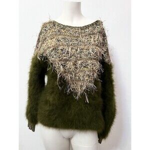 Womens Avante Garde Mohair Sweater M Earthy Artsy Boho Textured Art To Wear
